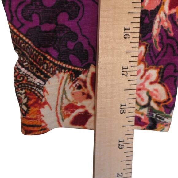 Chicos Tunic Shirt Womens 2 or L Brown Paisley Floral Boho Top 3/4 Sleeve - Picture 8 of 10